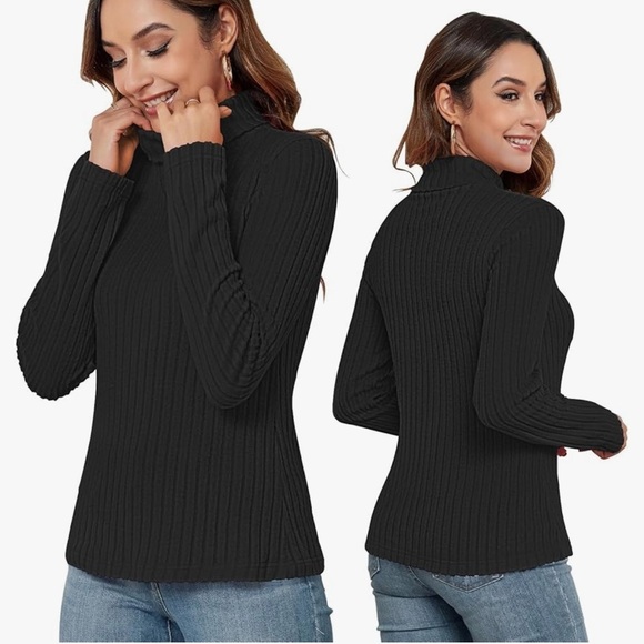 NWT WNEEDU Womens Long Sleeve Turtleneck Casual Loose Top - Picture 2 of 11